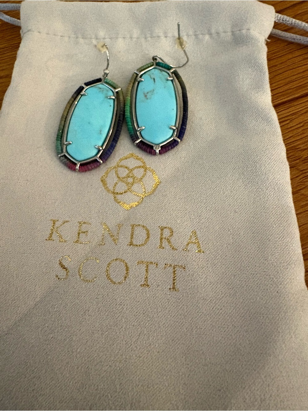 Kendra Scott Turquoise Elle Drop Earrings with Multicolor Frame